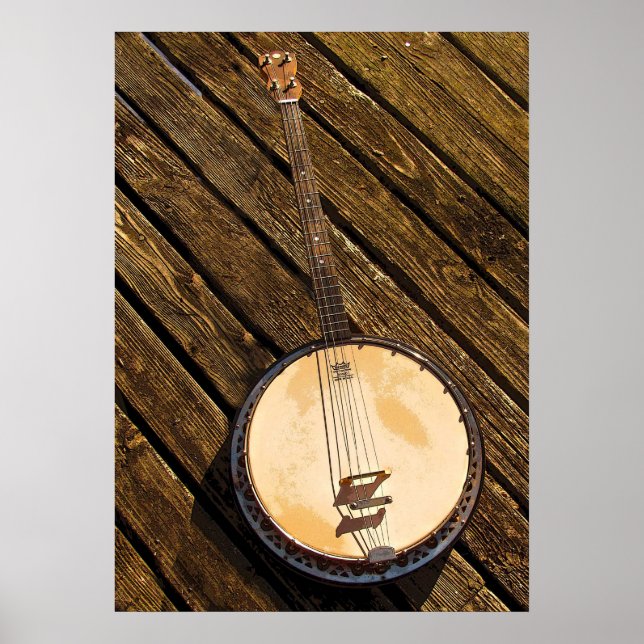 Póster Instrumento de música banjo sobre Poster de madera (Frente)