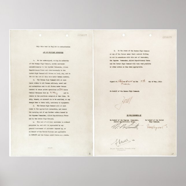 Póster Instrumento de rendición de los nazis en la Segund (Frente)