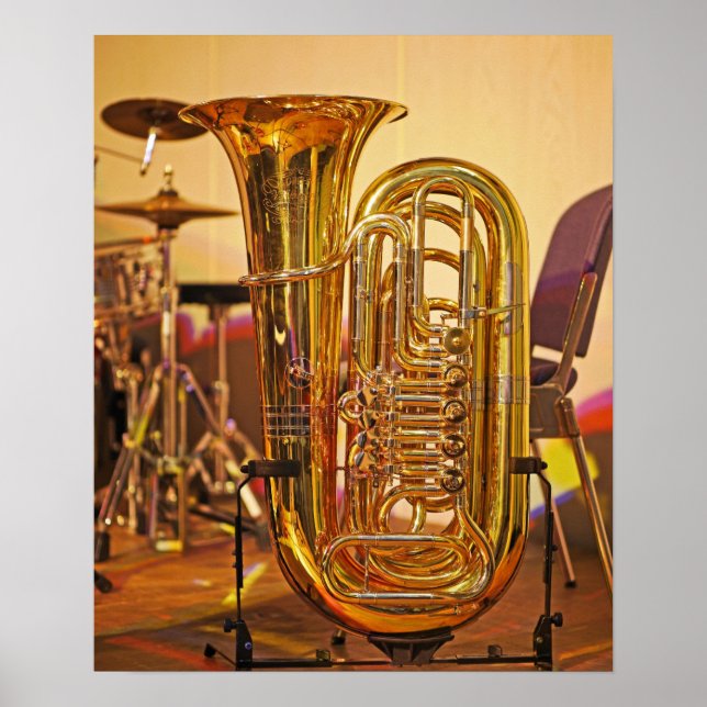 Póster Instrumento musical de latón de Tuba (Frente)