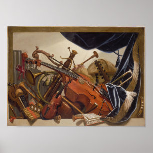 Póster Instrumentos barrocos, viola da gamba, violín, etc