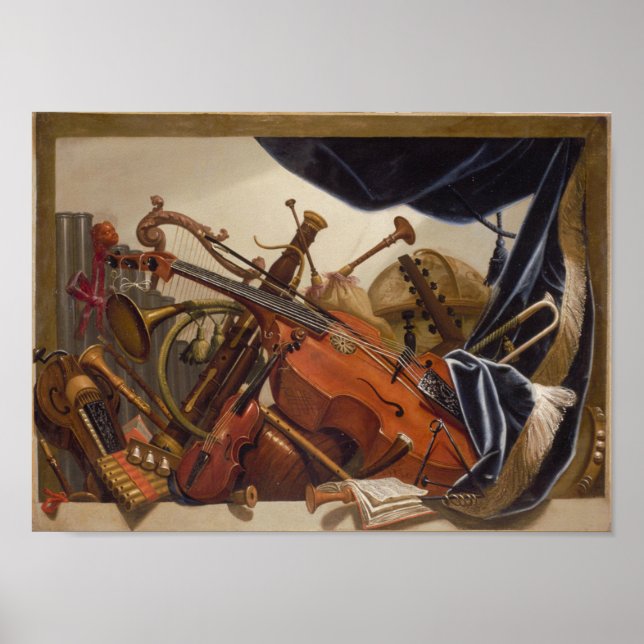 Póster Instrumentos barrocos, viola da gamba, violín, etc (Frente)