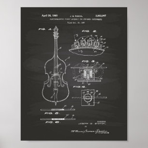 Póster Instrumentos de cuerda 1960 Patent Art Chalkboard