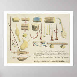 Póster Instrumentos musicales indios, placa 23 de 'Orient
