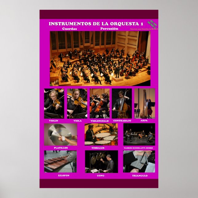 Póster instrumentos orquesta I  Instruments Orchestra I (Frente)