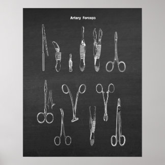 Póster Instrumentos quirúrgicos de los Forceps de Arteria