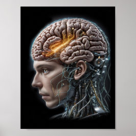 Póster Inteligencia Artificial Robot Cyborg Brain