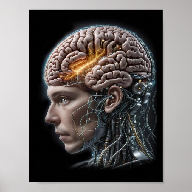 Póster Inteligencia Artificial Robot Cyborg Brain (Frente)