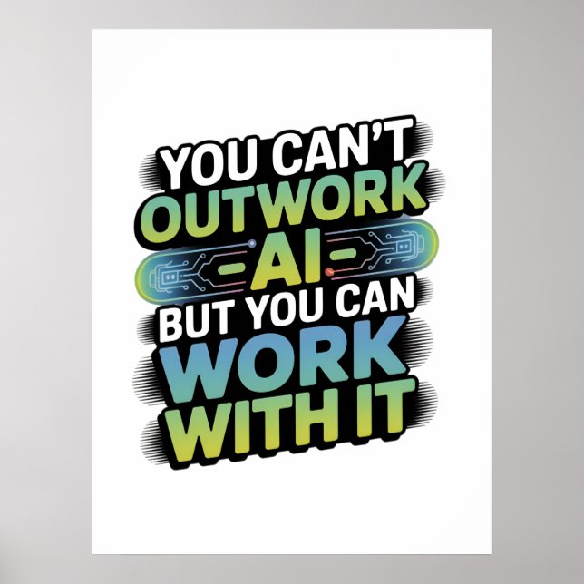 Póster Inteligencia Artificial Trabaja Con Gráfica De IA (Frente)