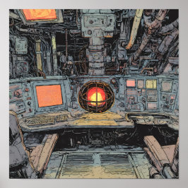 Póster Intense Dystopian Art: Burning Core Sci-Fi 