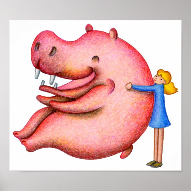Póster Interactuando con hipopótamos. (Frente)