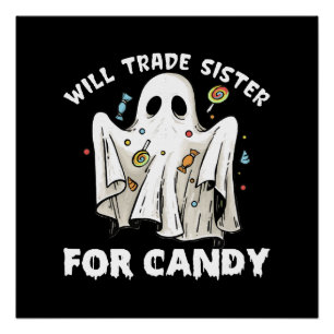 Póster intercambiará hermana por dulces fantasma lindo de