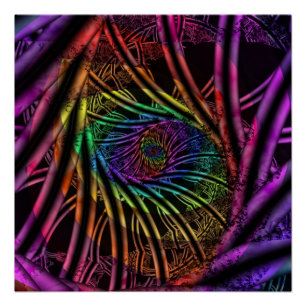 Póster Interior Arte fractal arcoiris