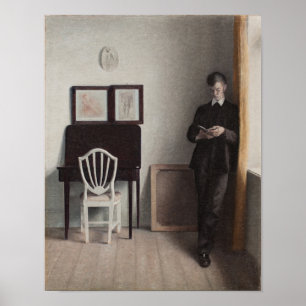 Póster Interior con lectura de joven