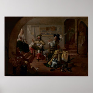 Póster Interior con soldados y mujeres