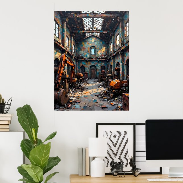 Póster Interior de almacén abandonado (Oficina en casa)