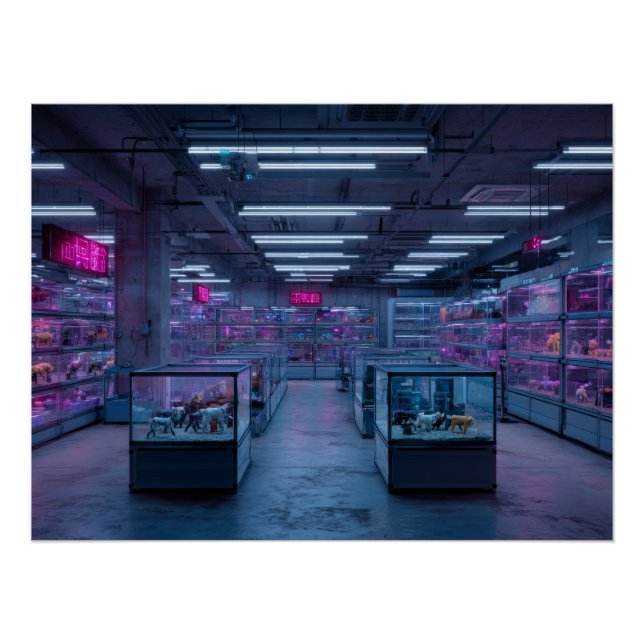 Póster Interior de ciber arcade púrpura neón (Anverso)