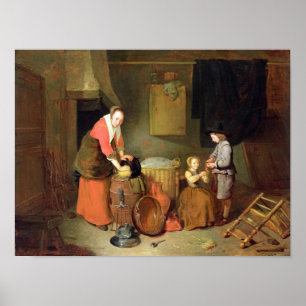 Póster Interior de cocina, siglo XVII
