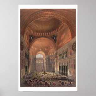 Póster Interior de Haghia Sophia, Constantinopla, pub. 18