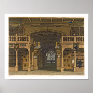 Póster Interior de la biblioteca de Bodleian, ilustracion