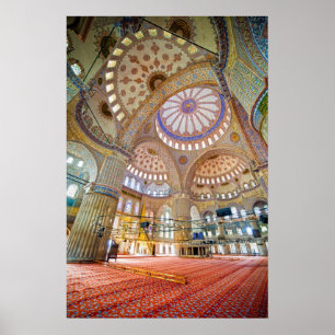 Póster Interior de la Mezquita Azul en Estambul