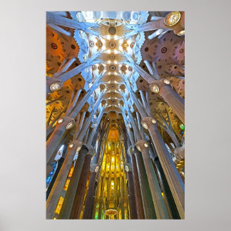 Póster Interior de la Sagrada Familia Barcelona 