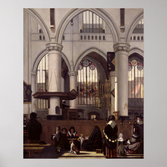 Póster Interior de Oude Kerk, Amsterdam, c.1660 (Frente)