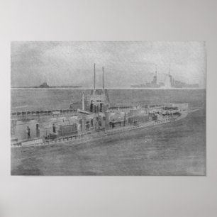 Póster Interior de un moderno barco alemán en U
