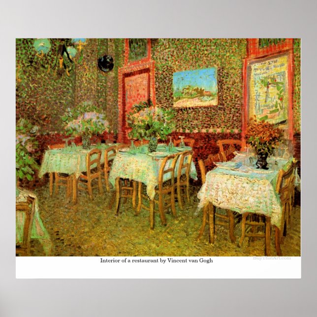 Póster Interior de un restaurante de Vincent van Gogh (Frente)