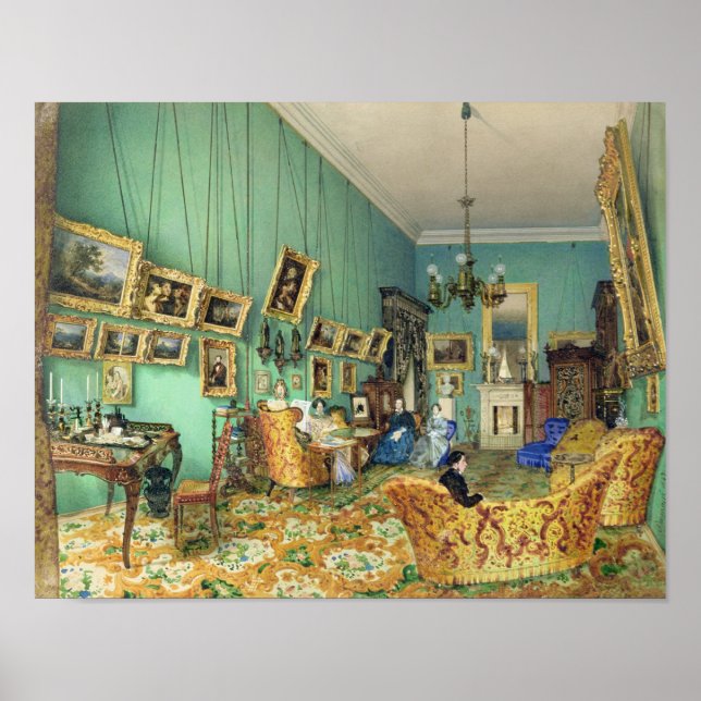 Póster Interior de un salón, 1847 (Frente)