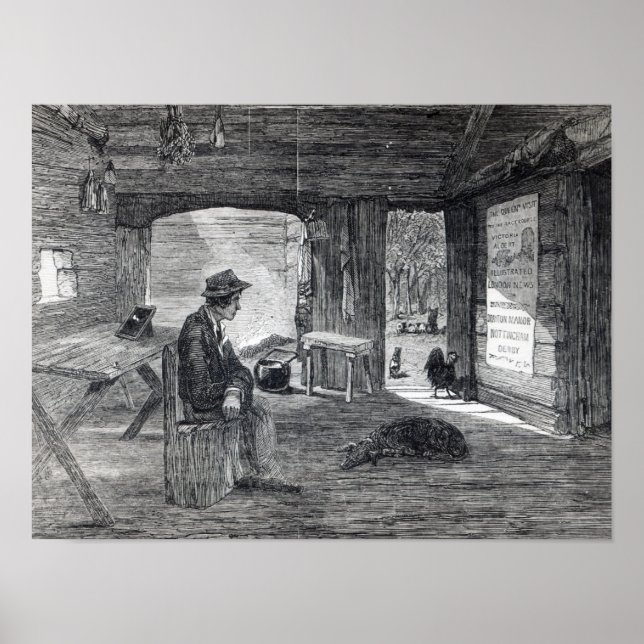 Póster Interior de una cabaña de colonos en Australia (Frente)
