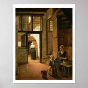 Póster Interior de una casa holandesa (aceite en el