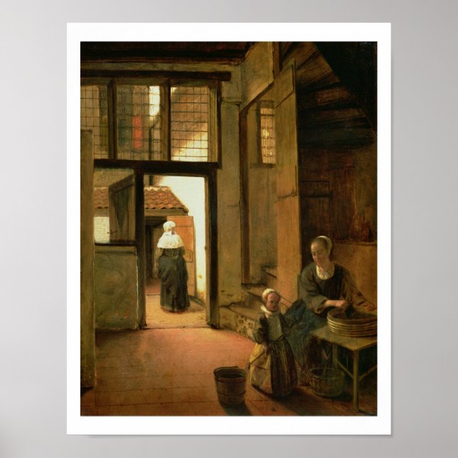 Póster Interior de una casa holandesa (petróleo en el pan (Frente)