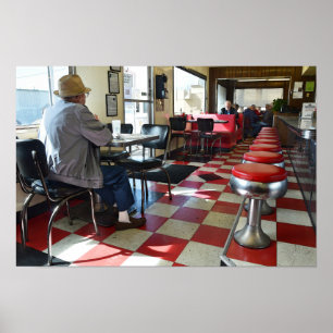 Póster Interior de una diner antigua