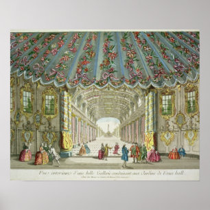 Póster Interior de una galería que conduce a los jardines