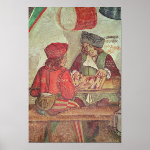 Póster Interior de una posada, detalles de los jugadores