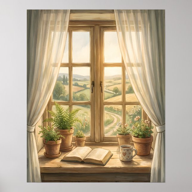Póster Interior de Ventana de Cabaña Acogedora (Frente)