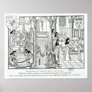 Póster Interior del hospital del Hotel Dieu