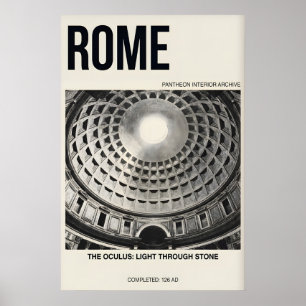 Póster interior del Panteón, cúpula de Roma, blanc