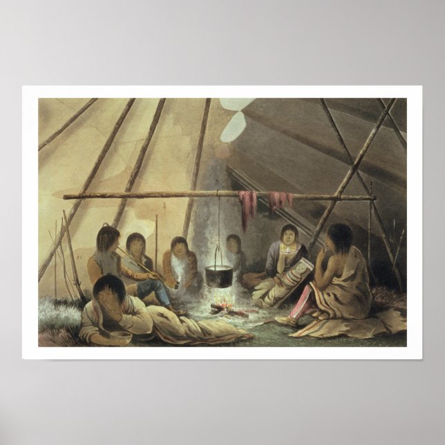 Póster Interior of a Cree Indian Tent, March 25th 1820, f (Frente)