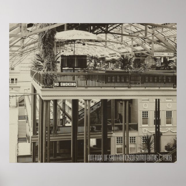Póster Interior of San Francisco Sutro Baths 1908 (Frente)