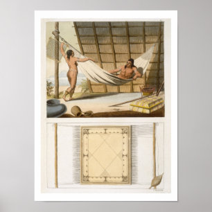 Póster Interior scene depicting indians (colour engraving