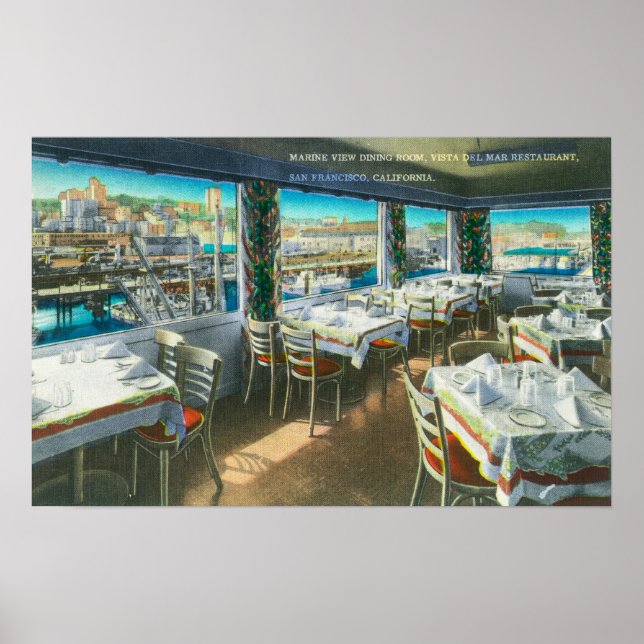 Póster Interior View of the Vista del Mar Restaurant (Frente)
