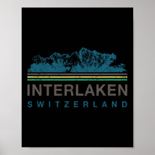 Póster Interlaken Suiza escalada en montaña suiza Ret
