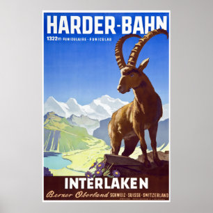 Póster Interlaken, Suiza, poster del viaje del esquí