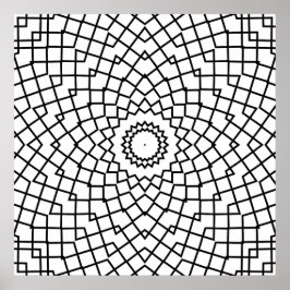 Póster Interlocking Grid Mandala with Angular Flow Art