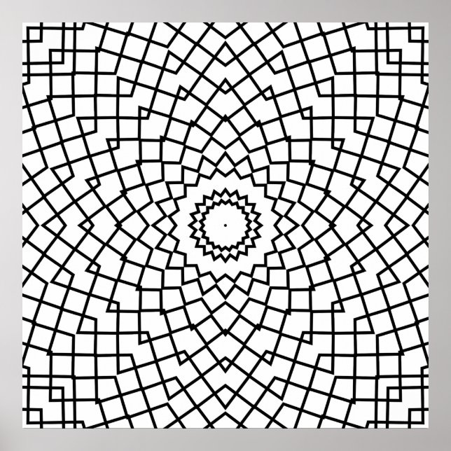 Póster Interlocking Grid Mandala with Angular Flow Art (Frente)