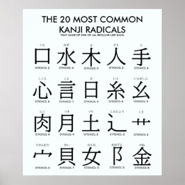 Póster Internacional > Japonés | 20 Radicales Kanji más c