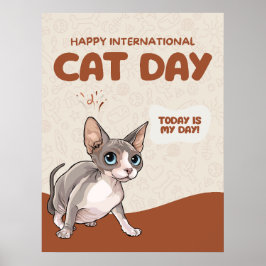 Póster International Cat Day Sphynx Celebration Art