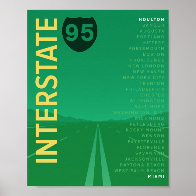 Póster Interstate 95 (I-95) Poster (Green) (Frente)