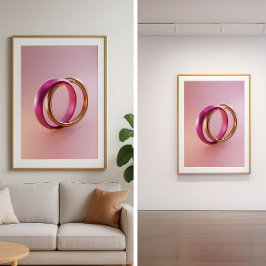 Póster Intertwined Reflections-Modern Abstract Love Rings